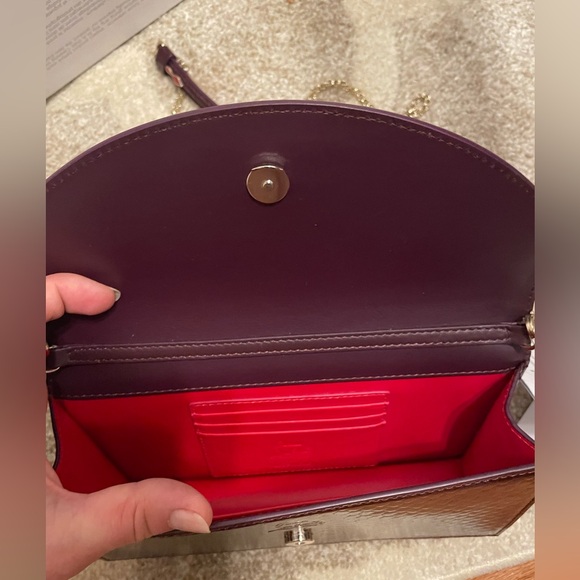 ❌SOLD OUT❌Christian Louboutin Wine Lizard Embossed WOC - Picture 4 of 16